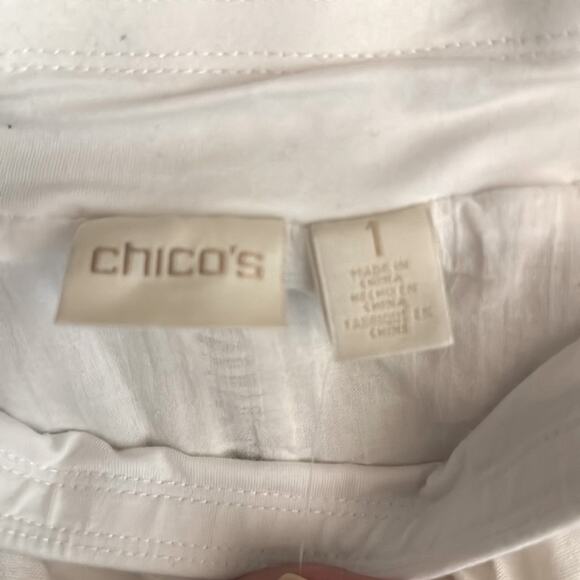 Chico's White Ramie Cotton Midi Skirt Pull-On Size 1/M - Picture 5 of 7